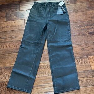 Blank NYC The Baxter Ribcage Straight Leg Coated Black Denim Jeans